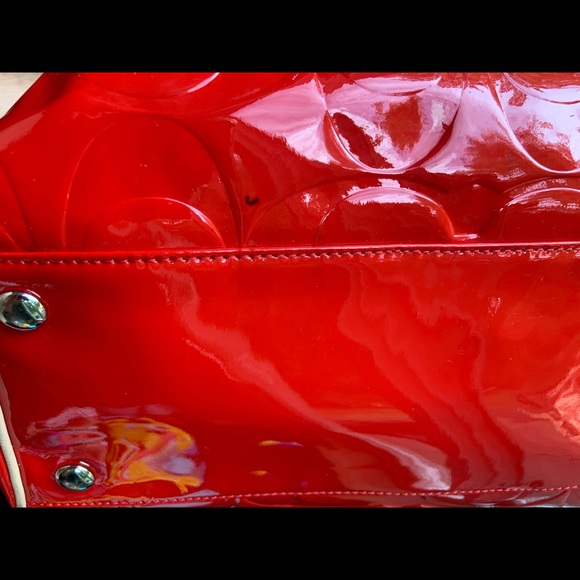 Gently Used Coach Peyton Embossed Patent Leather Crossbody Bag - Red - Picture 7 of 11